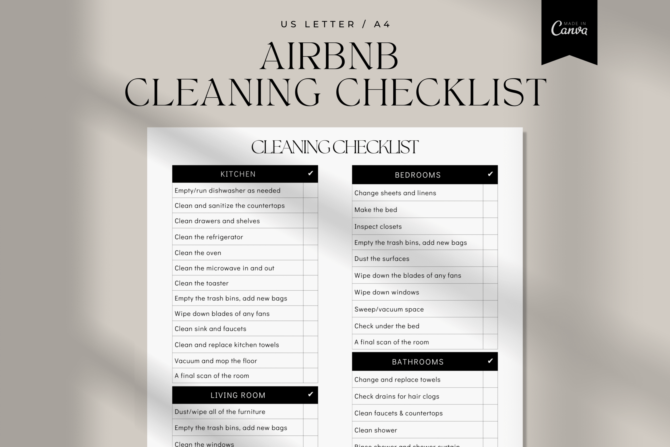 Airbnb Cleaning Checklist